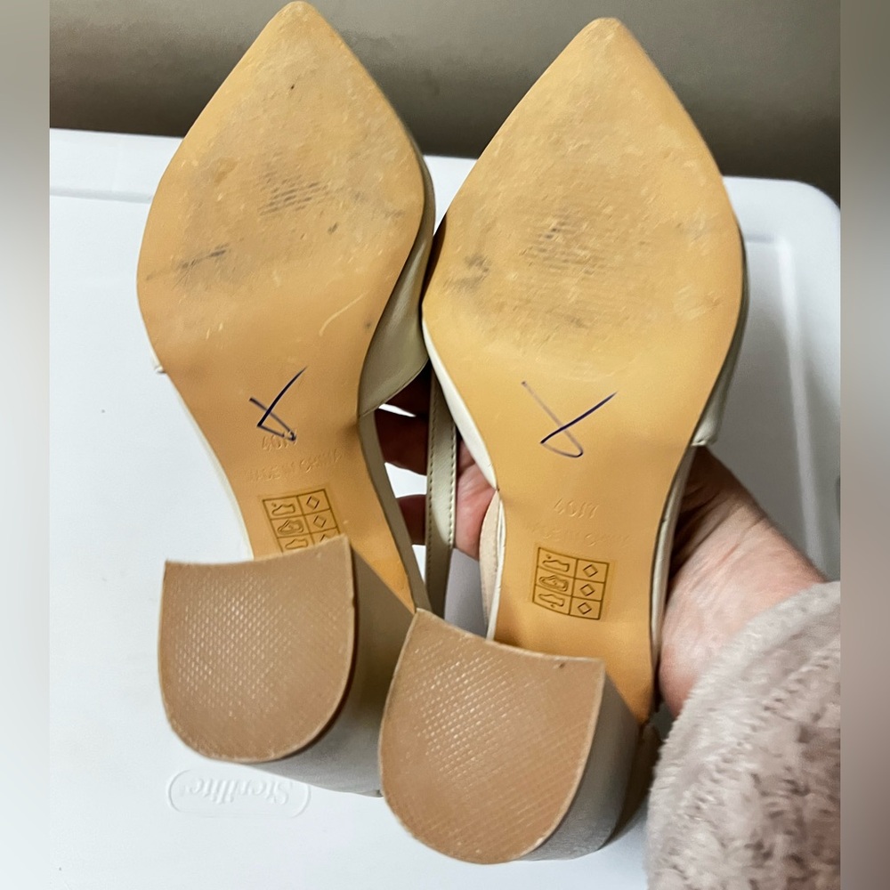 London Rebel Ivory Leather Block Heel Shoes | Bridal | Wide Fit | Size 9.5 Cream - Picture 8 of 9